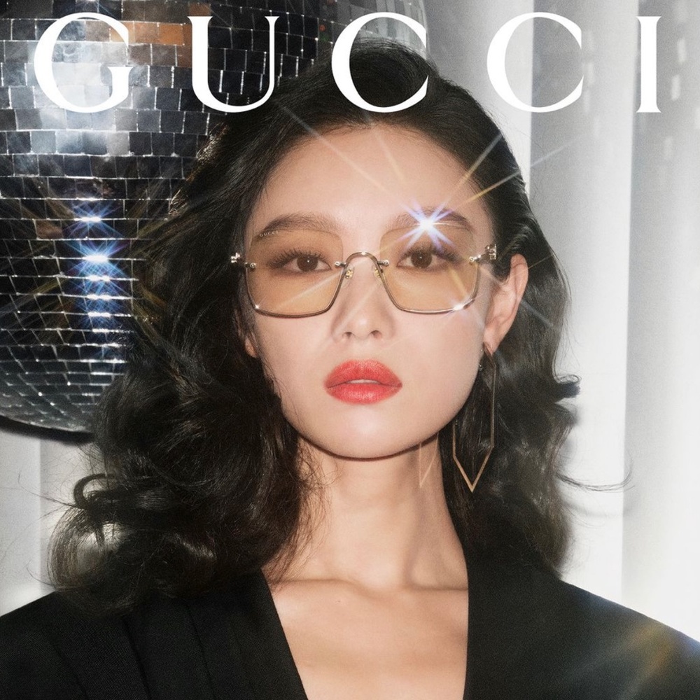 NEW GUCCI GG1279S 004 NEW COLLECTION WOMEN GOLD CREAM SQUARE SUNGLASSES GUCCI